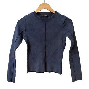 Maniere De Voir Ribbed Long Sleeve Shirt Size 6 Ribbed Knit Cotton
